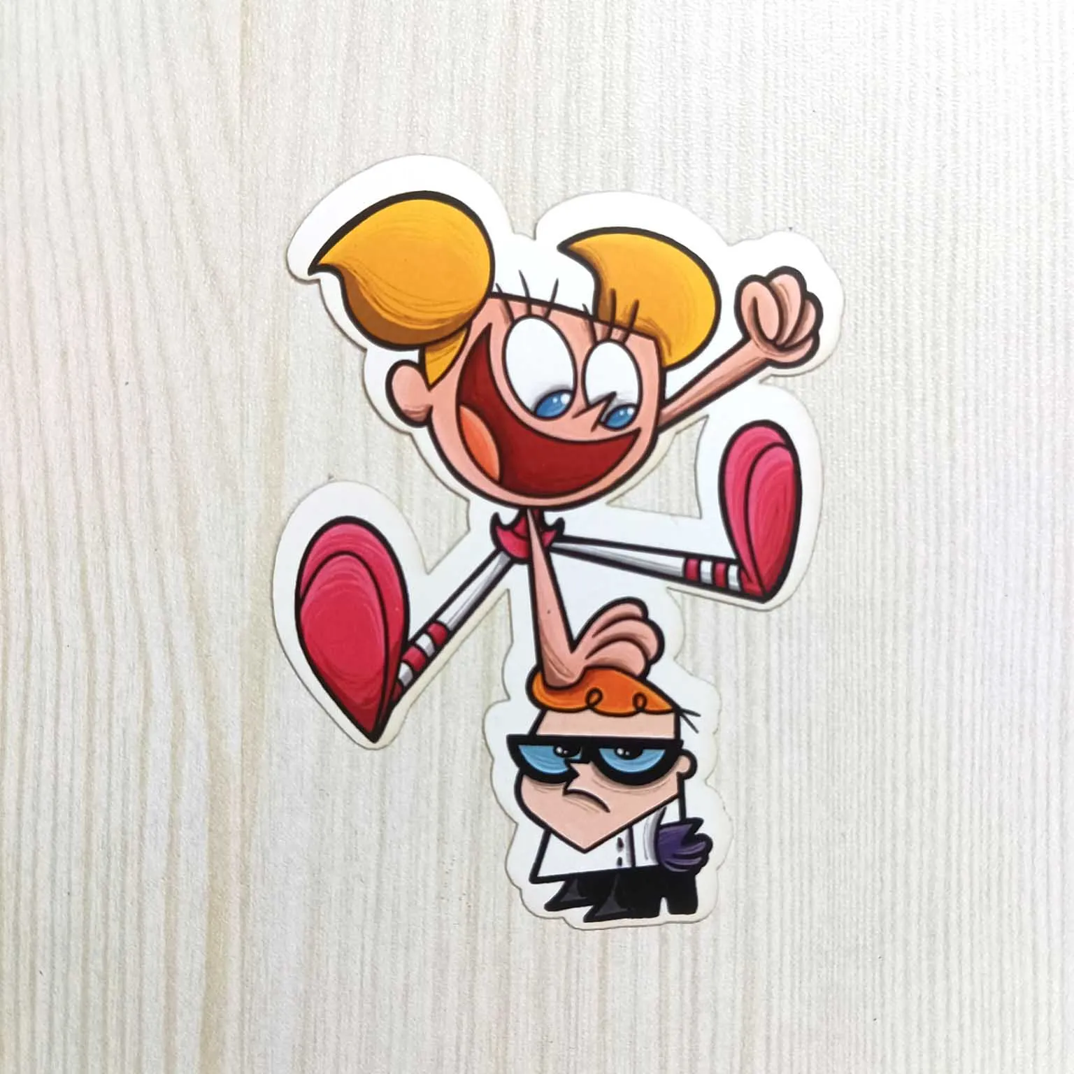 PVC Cartoon Series Science Boy with Sister Character Sticker