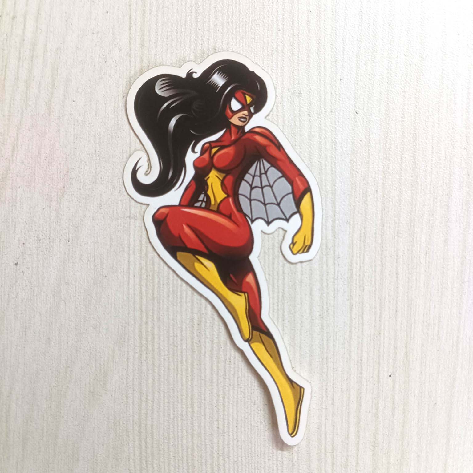 PVC Spider Character Comic Girl Women with Web Sticker