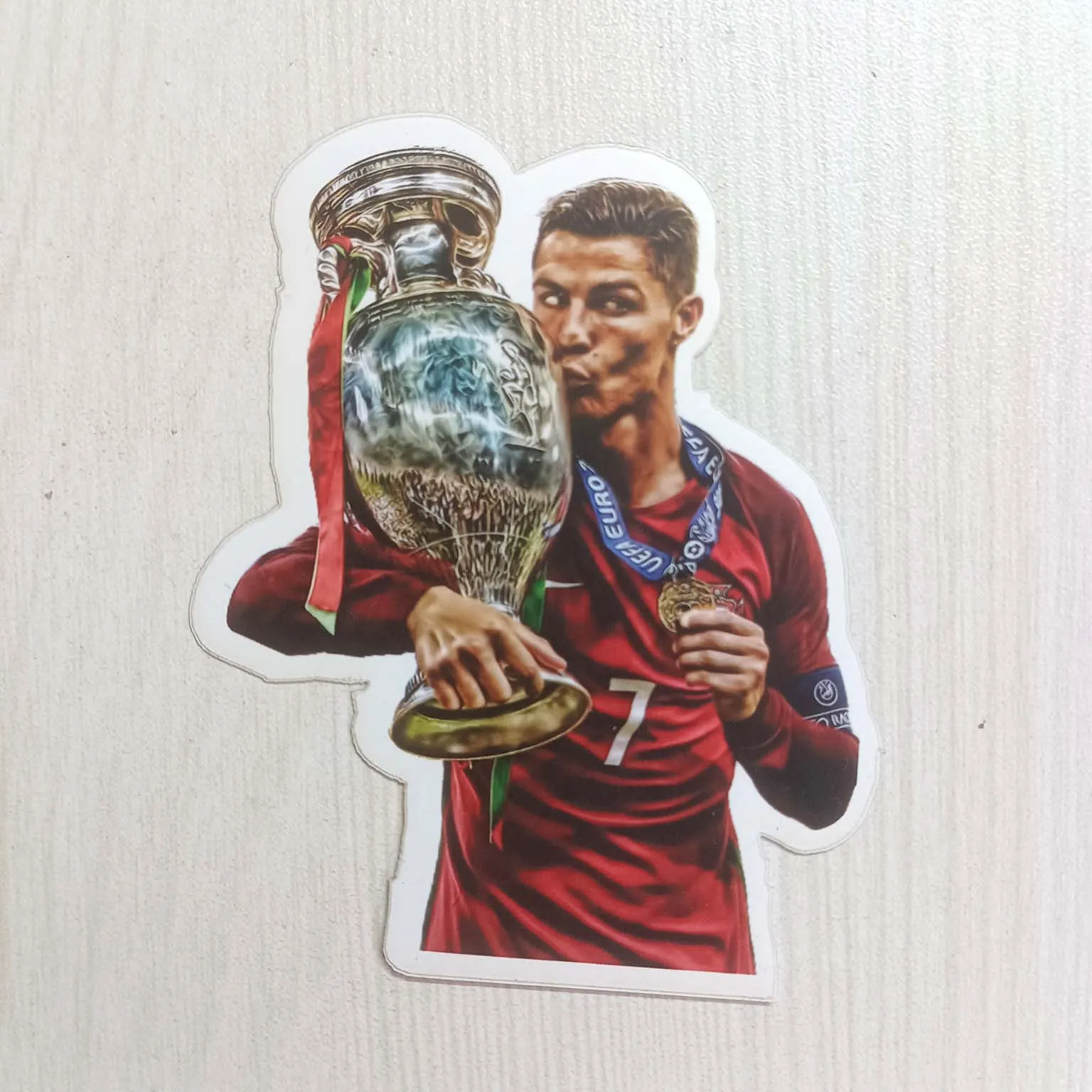 PVC Soccer Football Player CR7 Ronaldo with Winning Cup Sticker