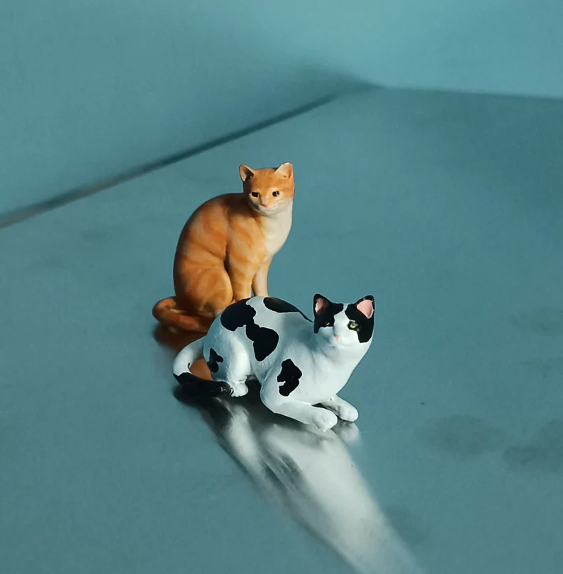 Scale 1:12 Miniature Cats 2pc