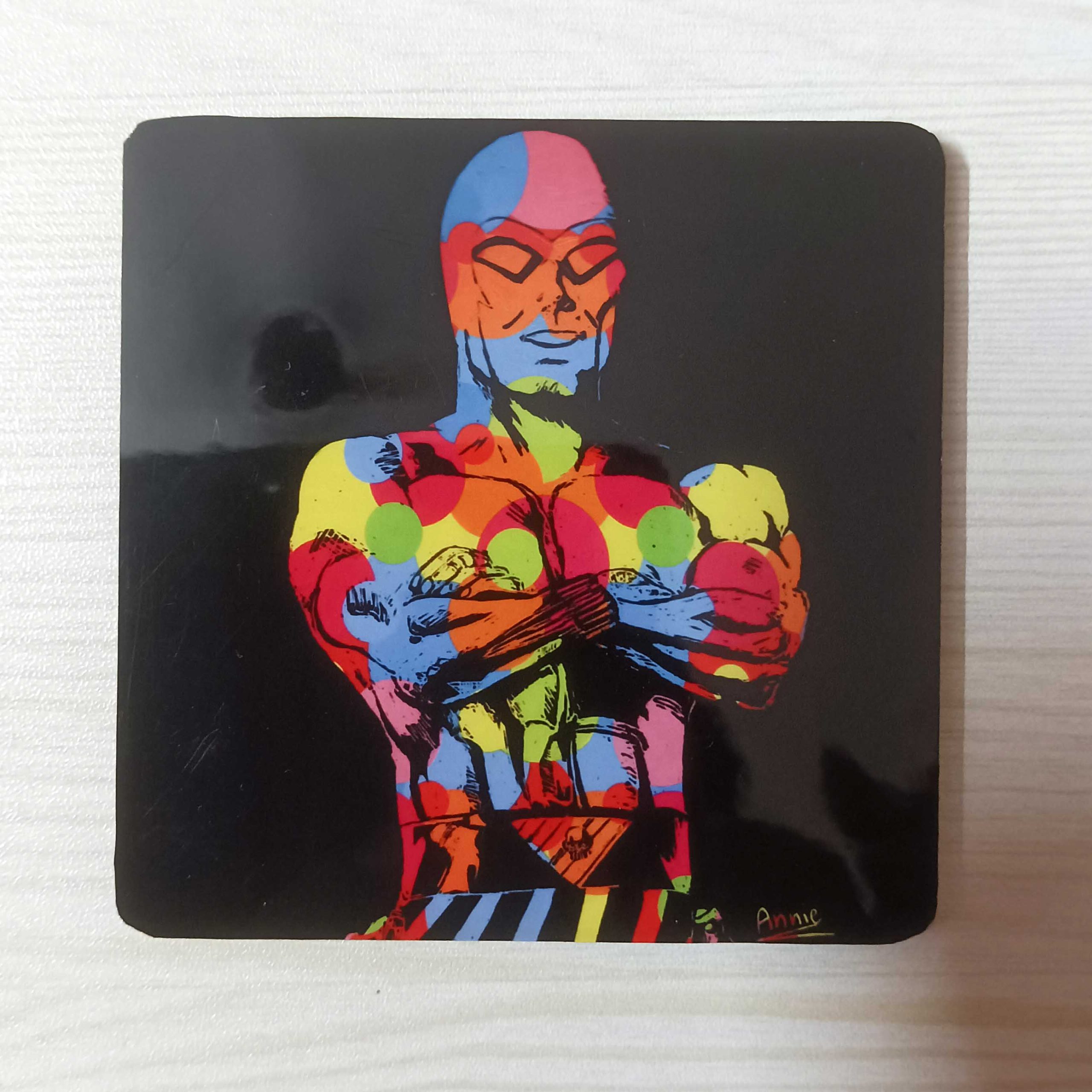 Wooden Coaster Fridge Magnet Comic Phantom