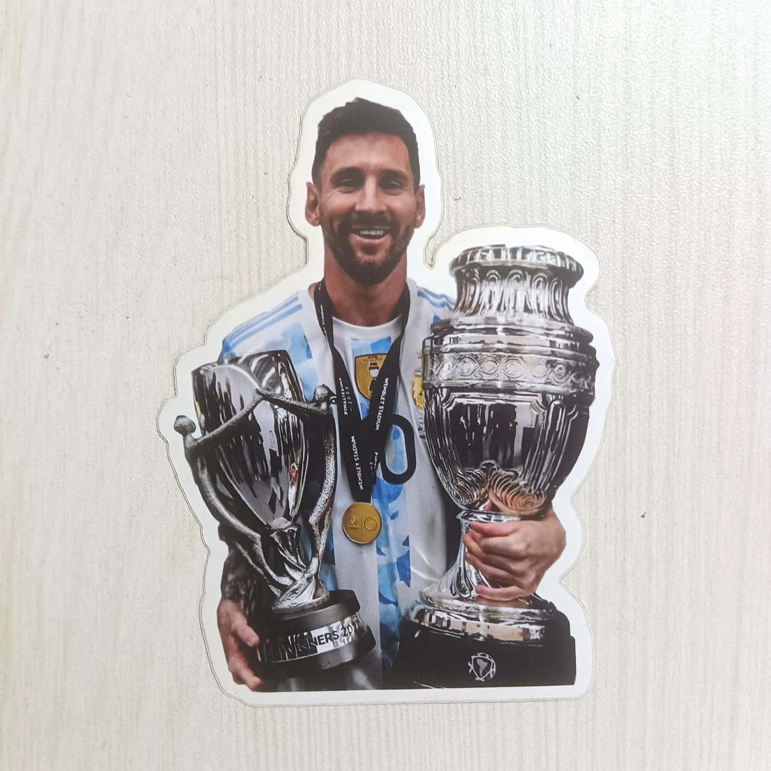 PVC Soccer Football Player Messi Winning Cup Sticker