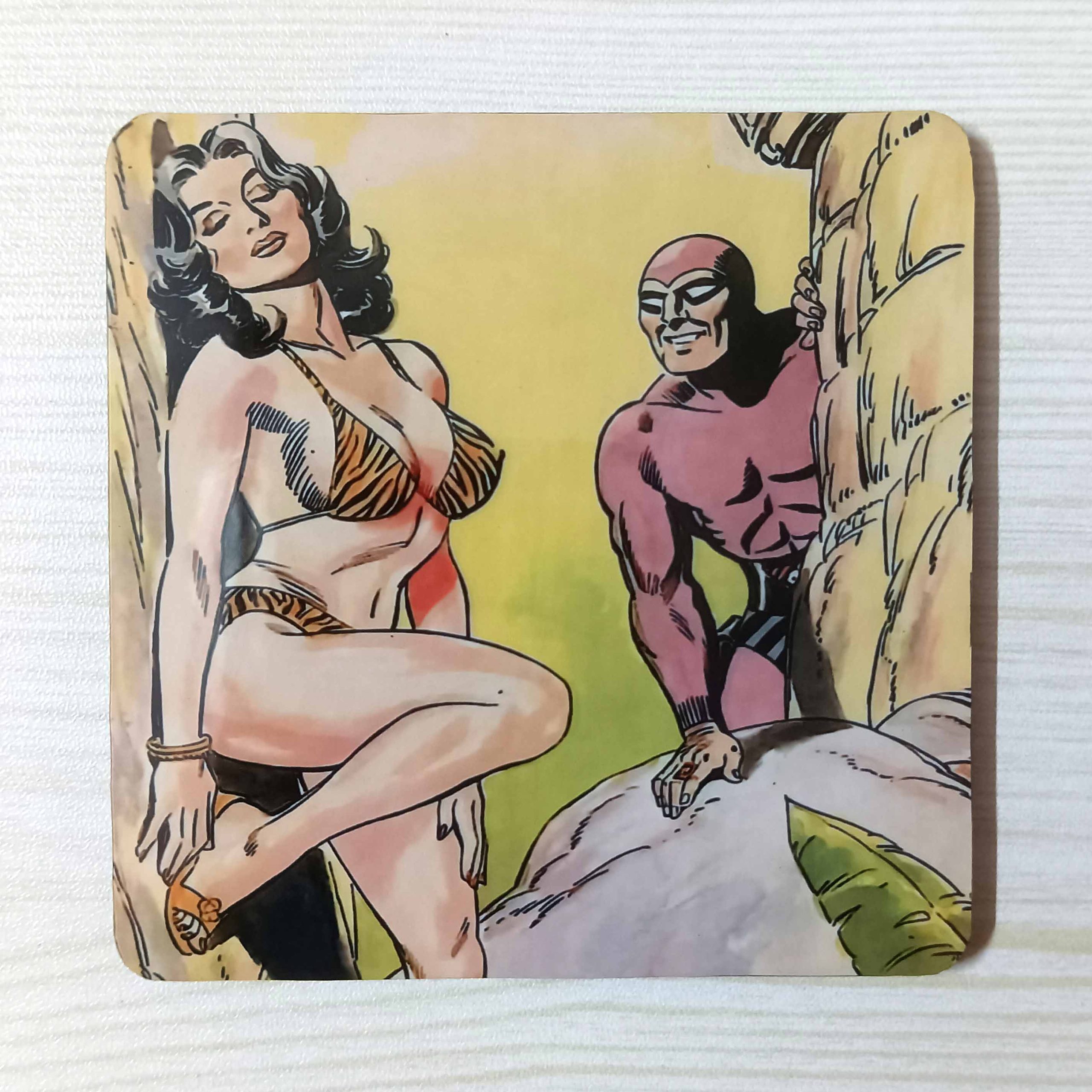 Wooden Coaster Fridge Magnet Comic Phantom