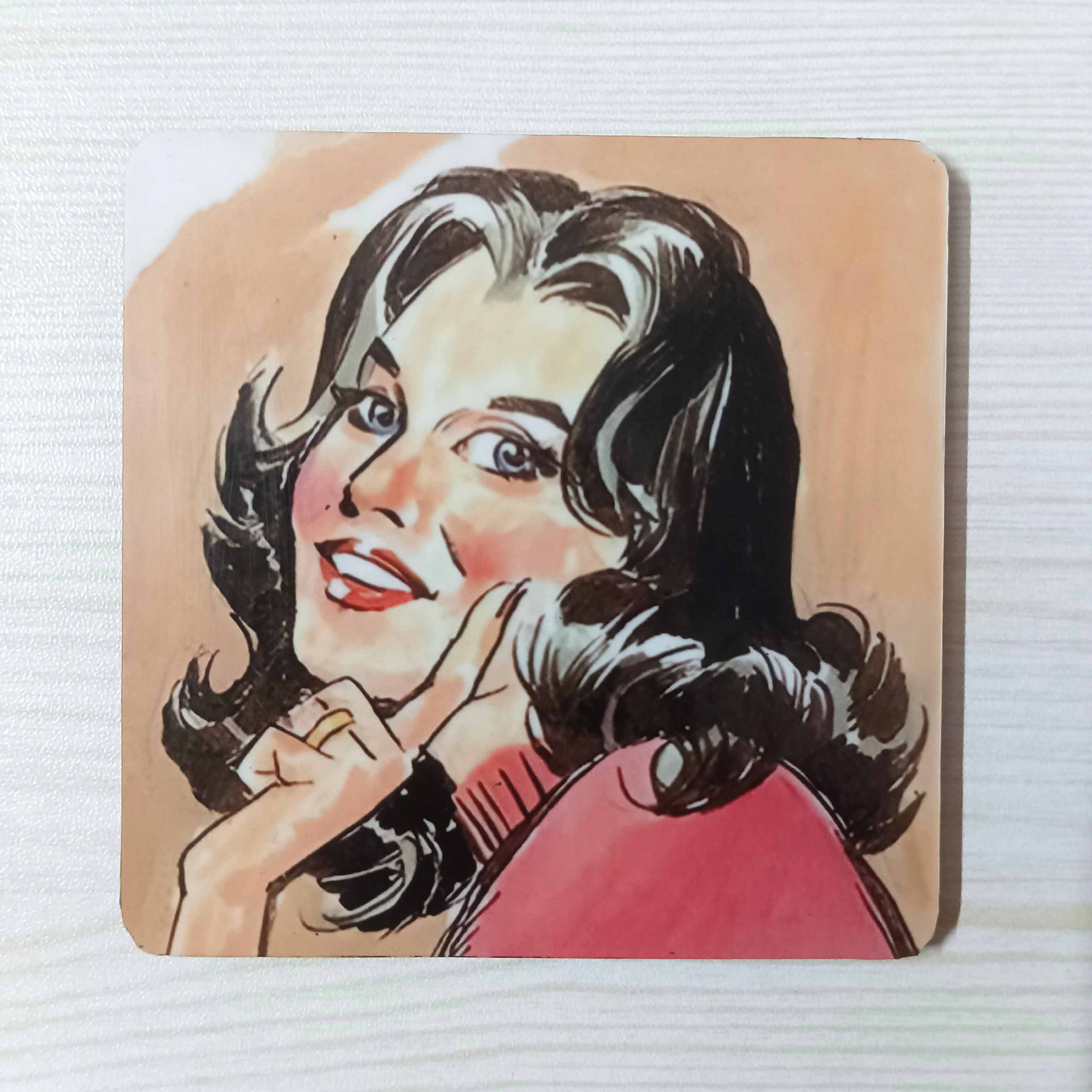Wooden Coaster Fridge Magnet Comic Phantom