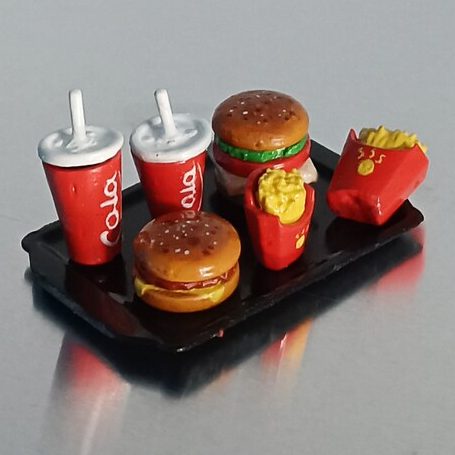 Scale 1:12 Fast Food Burger Fries Tray Miniature