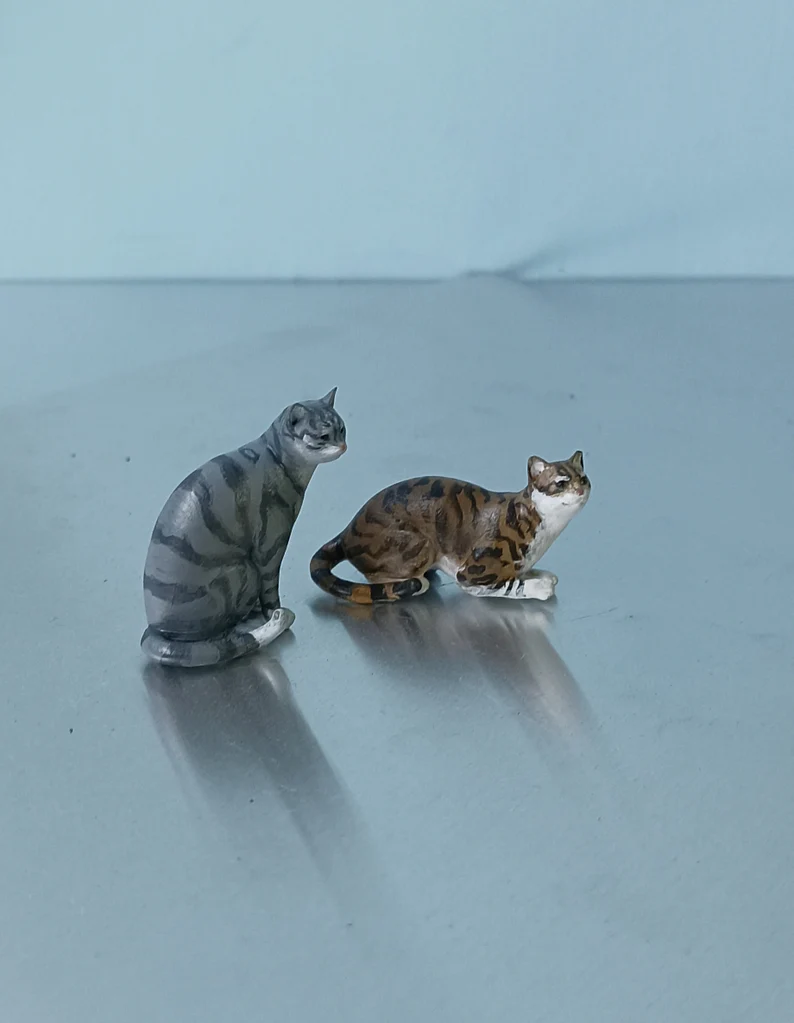 Scale 1:12 Miniature Cats 2pc