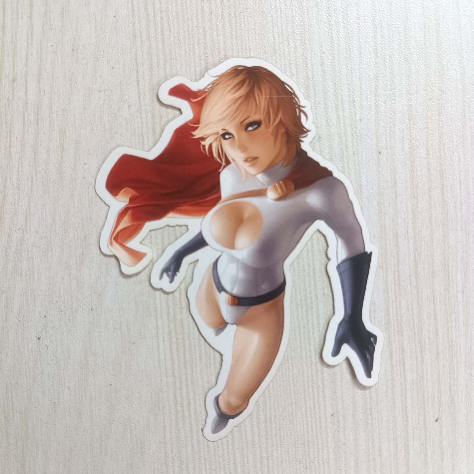 PVC Flying Girl with Power in White Dress Movie Character Sticker