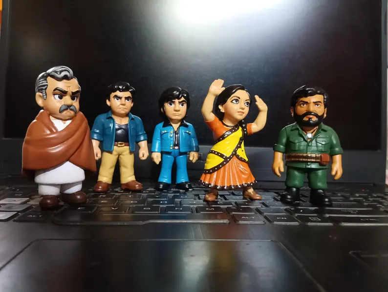 Bollywood Movie 3D Chibi figure Actor Actress Amitabh Dharmendra Hema Malini Sanjeev Amjad Khan