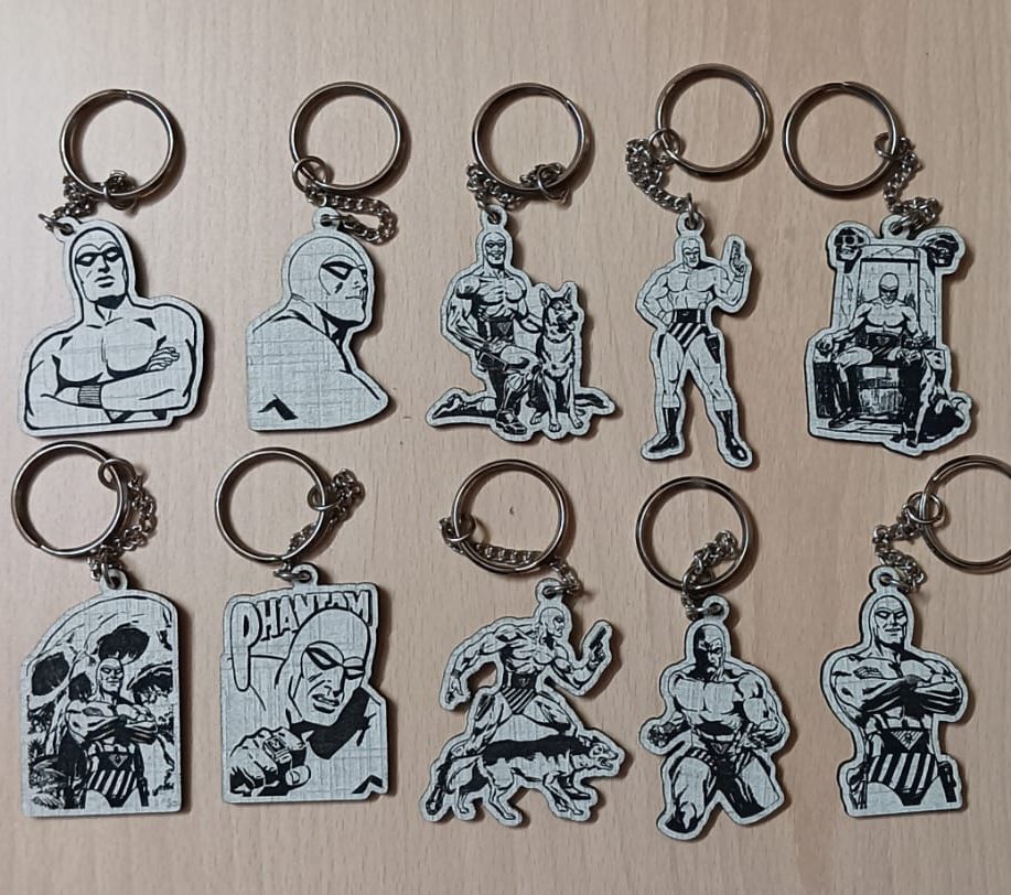 Phantom Wooden Keyring Keychain 10pcs