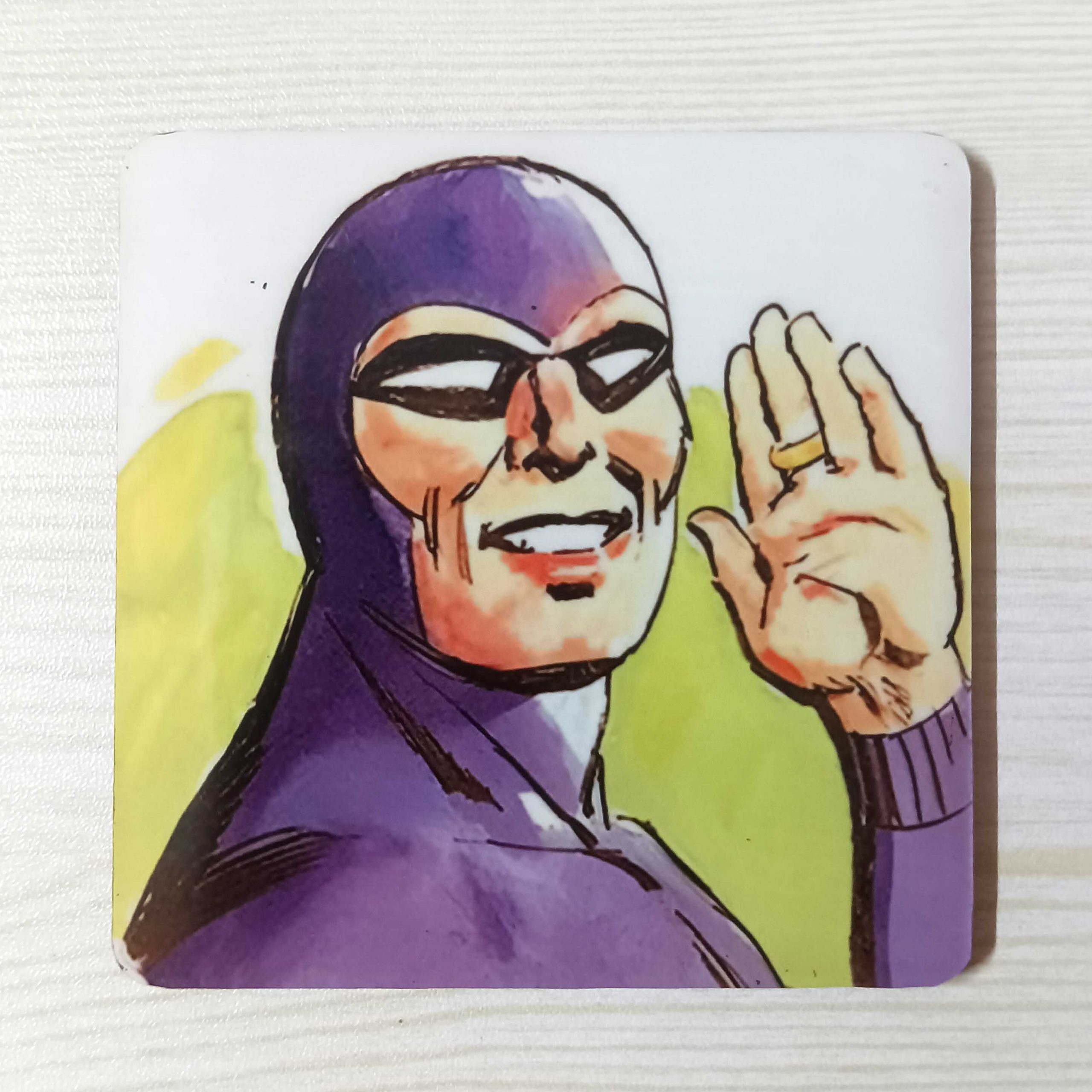 Wooden Coaster Fridge Magnet Comic Phantom